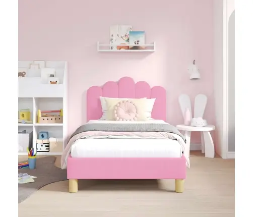 Laste Voodiraam Peatoega Peaga Roosa 80 X 160 Cm Kangas