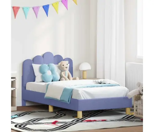 Bērnu Gultas Rāmis Ar Galvgali Džinsu Zils 80 X 160 Cm Audums Vidaxl