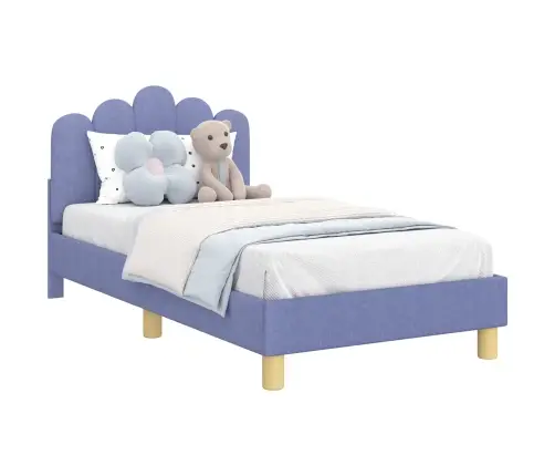 Bērnu Gultas Rāmis Ar Galvgali Džinsu Zils 80 X 160 Cm Audums Vidaxl