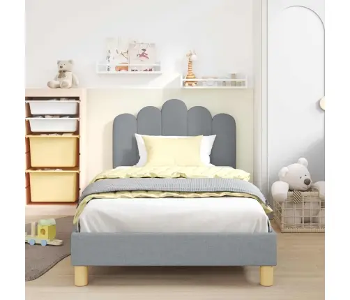 Bērnu Gultas Rāmis Ar Galvgali Gaiši Pelēks 80 X 200 Cm Audums Vidaxl