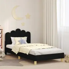 Bērnu Gultas Rāmis Ar Galvgali Melna 80 X 200 Cm Audums Vidaxl