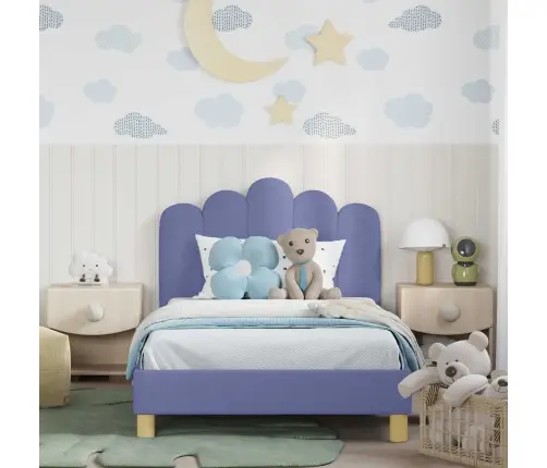 Bērnu Gultas Rāmis Ar Galvgali Džinsu Zils 80 X 200 Cm Audums Vidaxl