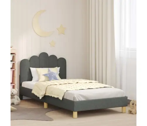 Bērnu Gultas Rāmis Ar Galvgali Tumši Pelēks 90 X 190 Cm Audums Vidaxl