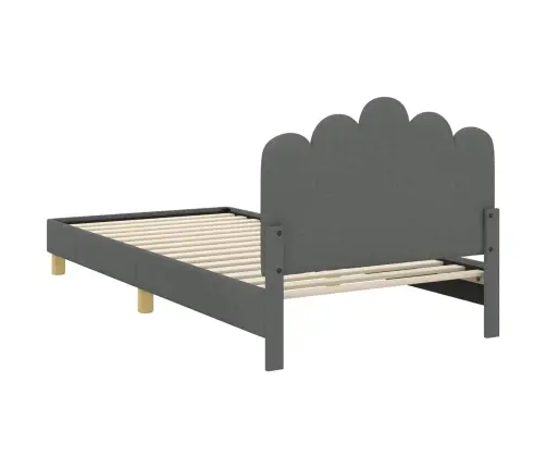 Bērnu Gultas Rāmis Ar Galvgali Tumši Pelēks 90 X 190 Cm Audums Vidaxl