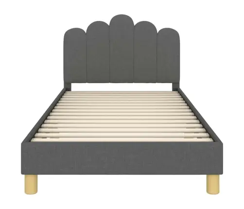 Bērnu Gultas Rāmis Ar Galvgali Tumši Pelēks 90 X 190 Cm Audums Vidaxl