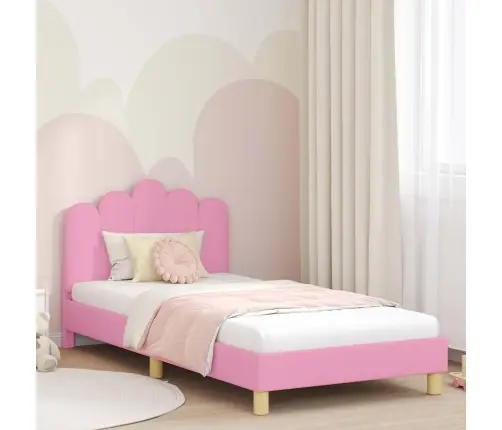 Bērnu Gultas Rāmis Ar Galvgali Rozā 90 X 190 Cm Audums Vidaxl