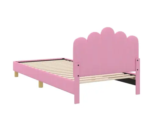 Bērnu Gultas Rāmis Ar Galvgali Rozā 90 X 190 Cm Audums Vidaxl