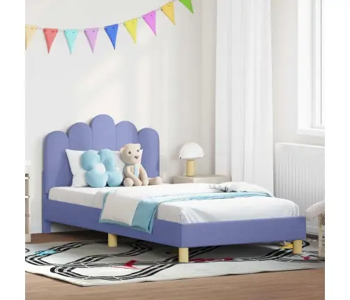 Bērnu Gultas Rāmis Ar Galvgali Džinsu Zils 90 X 190 Cm Audums Vidaxl