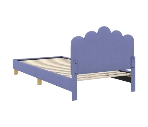 Bērnu Gultas Rāmis Ar Galvgali Džinsu Zils 90 X 190 Cm Audums Vidaxl