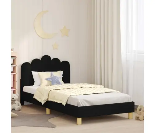 Laste Voodiraam Peatoega Peaga Must 90 X 200 Cm Kangas