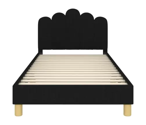 Laste Voodiraam Peatoega Peaga Must 90 X 200 Cm Kangas