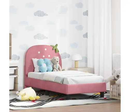 Bērnu Gultas Rāmis Ar Galvgali Rozā 70 X 140 Cm Samts Vidaxl