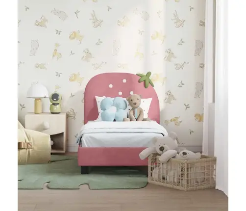 Bērnu Gultas Rāmis Ar Galvgali Rozā 70 X 140 Cm Samts Vidaxl