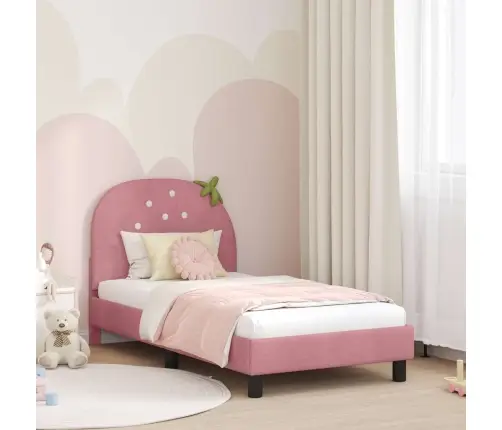 Bērnu Gultas Rāmis Ar Galvgali Rozā 80 X 160 Cm Samts Vidaxl