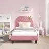 Bērnu Gultas Rāmis Ar Galvgali Rozā 80 X 160 Cm Samts Vidaxl