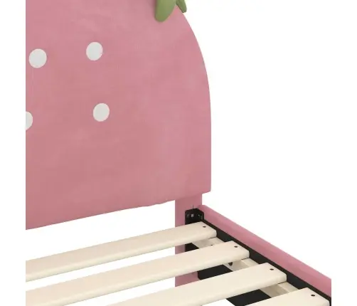 Laste Voodiraam Peatoega Peaga Roosa 80 X 200 Cm Samet