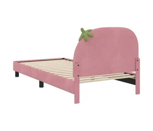 Laste Voodiraam Peatoega Peaga Roosa 80 X 200 Cm Samet