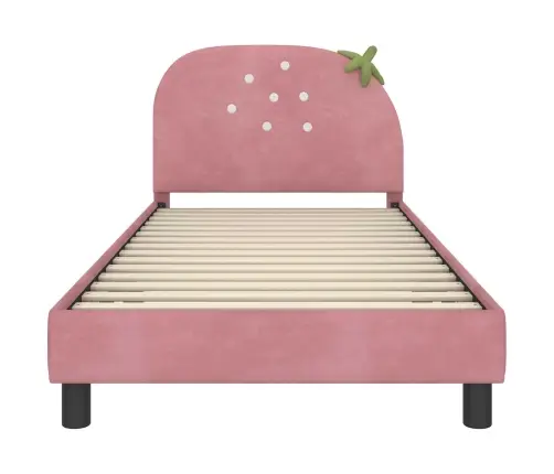 Laste Voodiraam Peatoega Peaga Roosa 80 X 200 Cm Samet