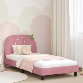 Bērnu Gultas Rāmis Ar Galvgali Rozā 90 X 200 Cm Samts Vidaxl