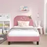 Bērnu Gultas Rāmis Ar Galvgali Rozā 90 X 200 Cm Samts Vidaxl