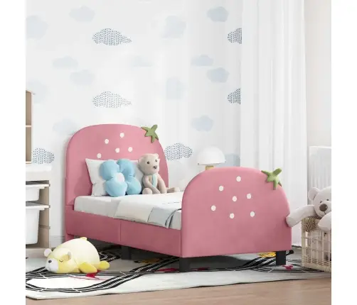 Bērnu Gultas Rāmis Ar Galvgali Rozā 70 X 140 Cm Samts Vidaxl