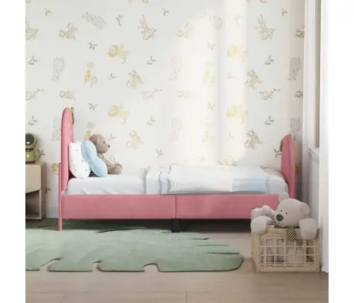 Bērnu Gultas Rāmis Ar Galvgali Rozā 70 X 140 Cm Samts Vidaxl