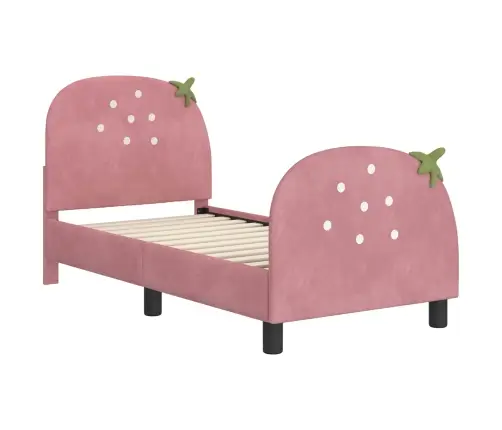 Bērnu Gultas Rāmis Ar Galvgali Rozā 70 X 140 Cm Samts Vidaxl