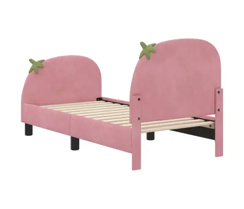 Bērnu Gultas Rāmis Ar Galvgali Rozā 70 X 140 Cm Samts Vidaxl