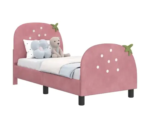 Bērnu Gultas Rāmis Ar Galvgali Rozā 70 X 140 Cm Samts Vidaxl
