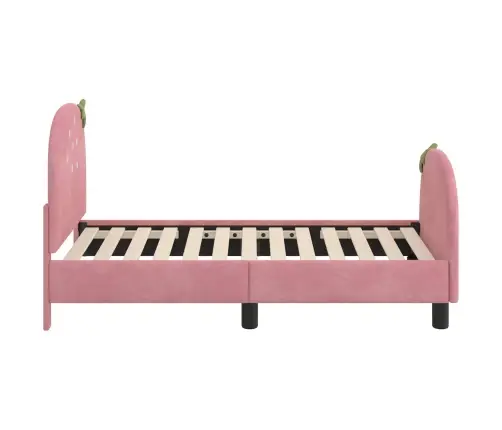 Bērnu Gultas Rāmis Ar Galvgali Rozā 70 X 140 Cm Samts Vidaxl