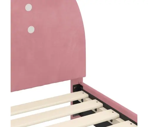 Laste Voodiraam Peatoega Peaga Roosa 80 X 160 Cm Samet