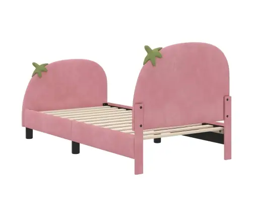 Laste Voodiraam Peatoega Peaga Roosa 80 X 160 Cm Samet