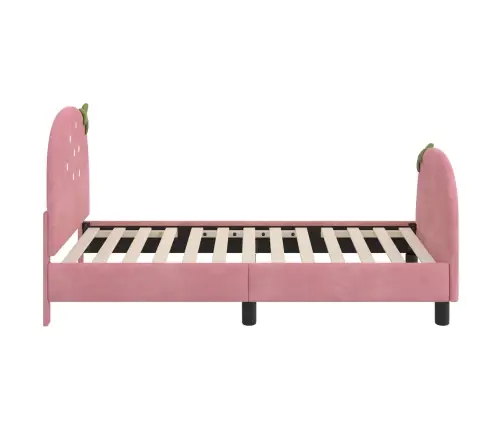 Laste Voodiraam Peatoega Peaga Roosa 80 X 160 Cm Samet