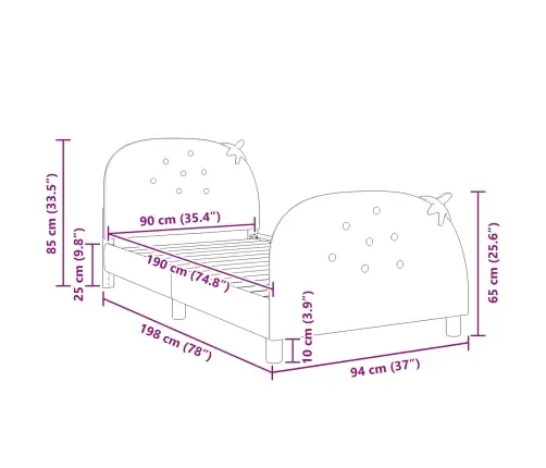 Vaikiška Lovos Konstrukcija Su Galvūgaliu Rožinė 90 X 190 Cm