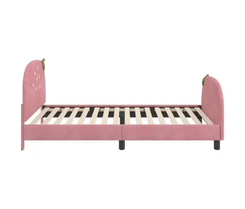 Laste Voodiraam Peatoega Peaga Roosa 90 X 200 Cm Samet