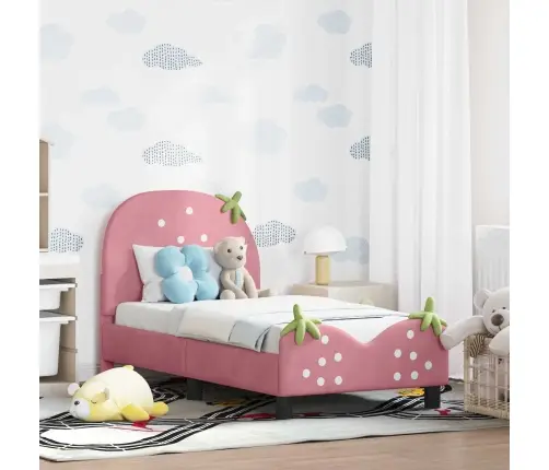 Vaikiška Lovo Rėmas Su Galvūgaliu Rožinė 70 X 140 Cm Aksomas