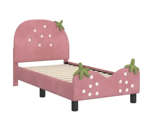 Vaikiška Lovo Rėmas Su Galvūgaliu Rožinė 70 X 140 Cm Aksomas