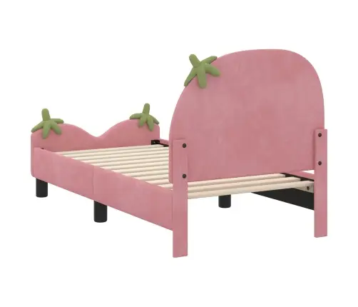 Vaikiška Lovo Rėmas Su Galvūgaliu Rožinė 70 X 140 Cm Aksomas