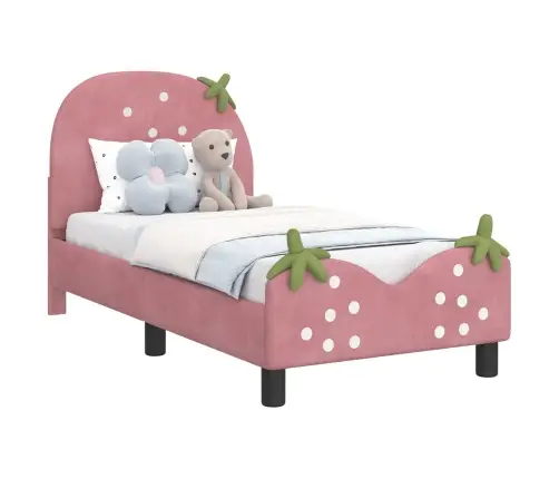Vaikiška Lovo Rėmas Su Galvūgaliu Rožinė 70 X 140 Cm Aksomas