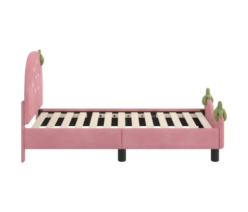 Vaikiška Lovo Rėmas Su Galvūgaliu Rožinė 70 X 140 Cm Aksomas