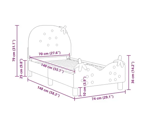 Vaikiška Lovo Rėmas Su Galvūgaliu Rožinė 70 X 140 Cm Aksomas