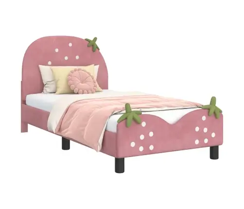 Vaikiška Lovos Konstrukcija Su Galvūgaliu Rožinė 80 X 160 Cm