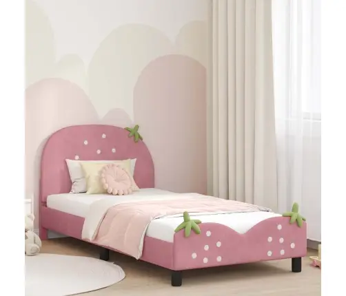 Bērnu Gultas Rāmis Ar Galvgali Rozā 80 X 200 Cm Samts Vidaxl