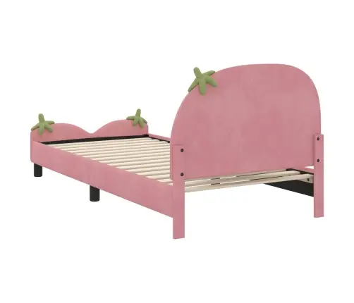Bērnu Gultas Rāmis Ar Galvgali Rozā 80 X 200 Cm Samts Vidaxl
