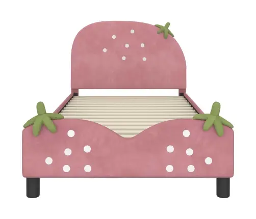 Bērnu Gultas Rāmis Ar Galvgali Rozā 90 X 190 Cm Samts Vidaxl