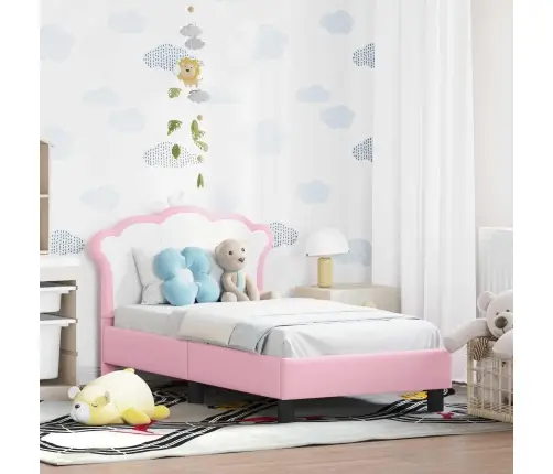 Bērnu Gultas Rāmis Ar Galvgali Rozā 70 X 140 Cm Pu Vidaxl