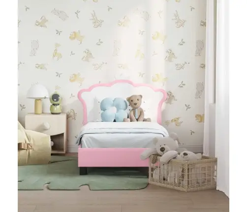 Bērnu Gultas Rāmis Ar Galvgali Rozā 70 X 140 Cm Pu Vidaxl