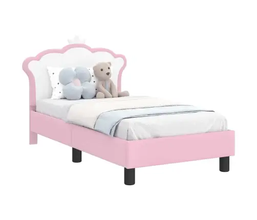 Bērnu Gultas Rāmis Ar Galvgali Rozā 70 X 140 Cm Pu Vidaxl