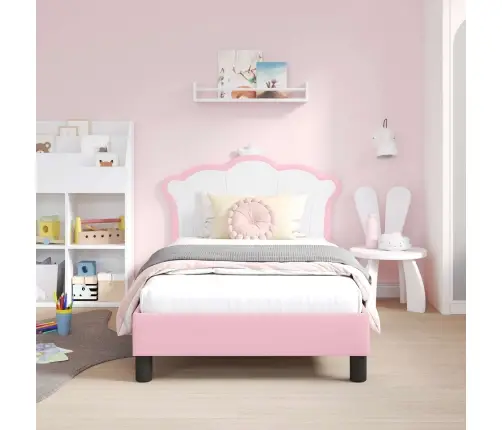 Vaikiška Lovos Konstrukcija Su Galvūgaliu Rožinė 80 X 160 Cm Pu