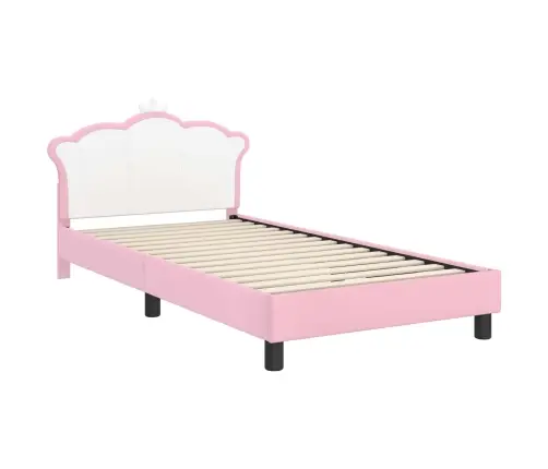 Laste Voodiraam Peatoega Peaga Roosa 90 X 190 Cm Pu